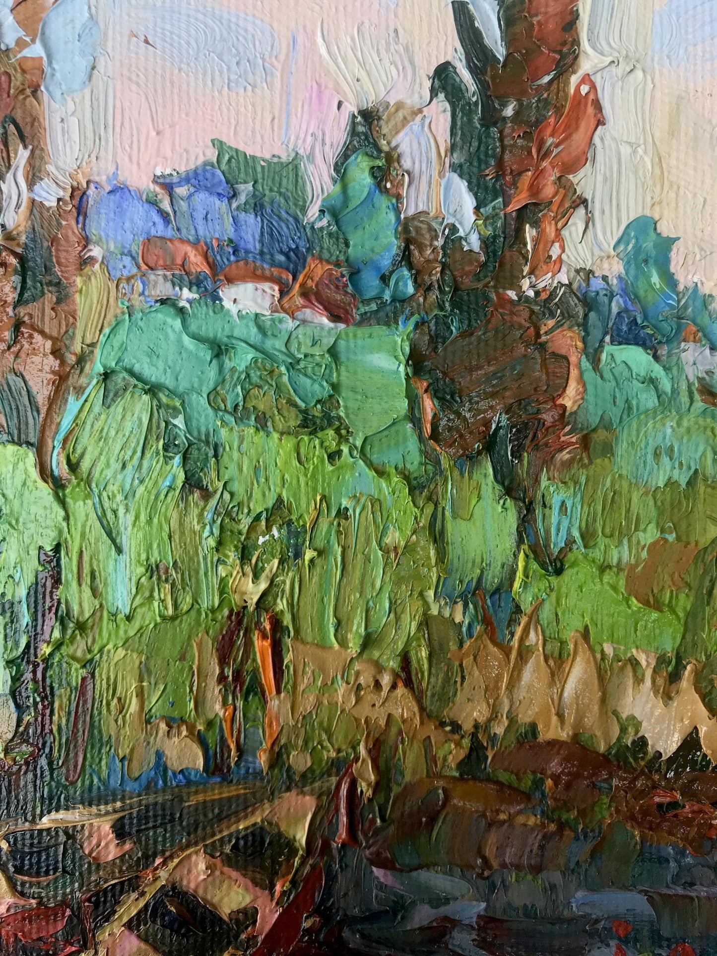 Oil painting by the river Oksana Ivanyuk