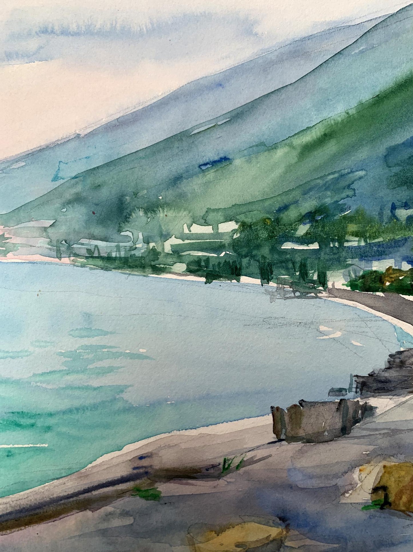 Watercolor painting Big mountains Unknown artist
