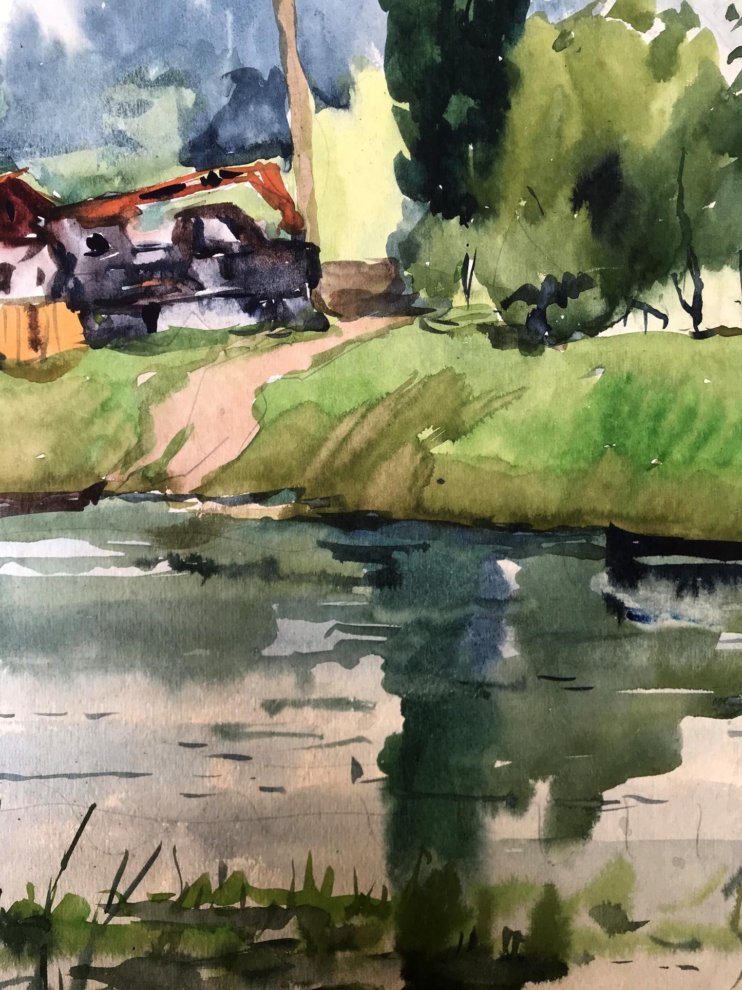 Watercolor painting House by the coast Litvinov Oleg Arkad'yevich