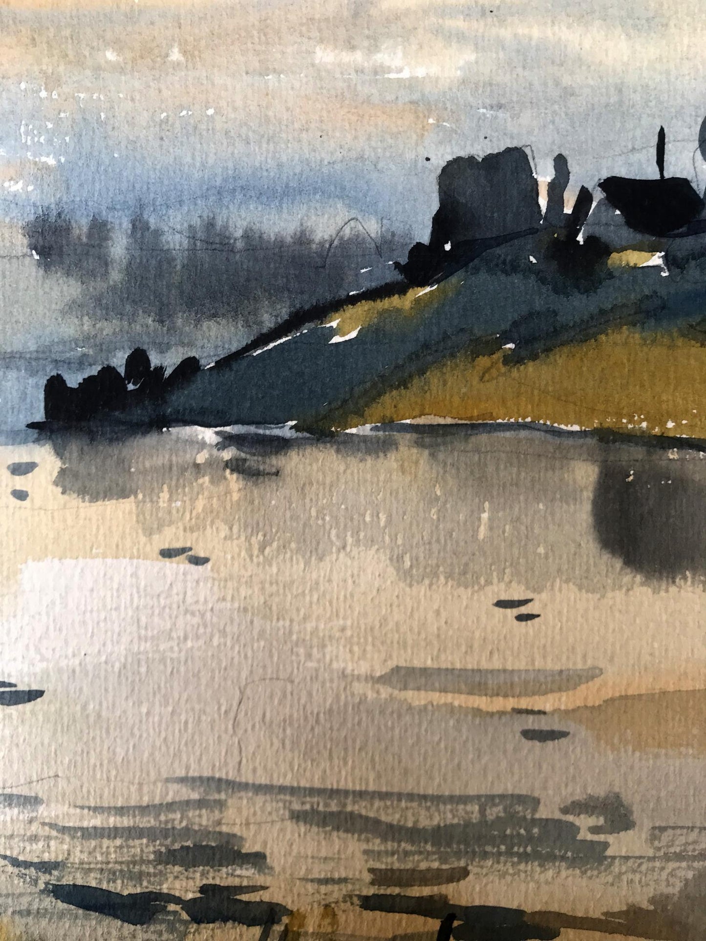 Watercolor painting Fishing holiday Litvinov Oleg Arkad'yevich