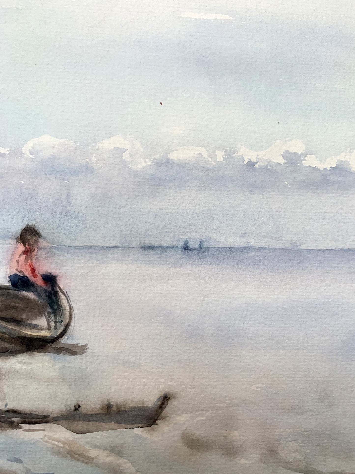 Watercolor painting Waiting for a man Unknown artist