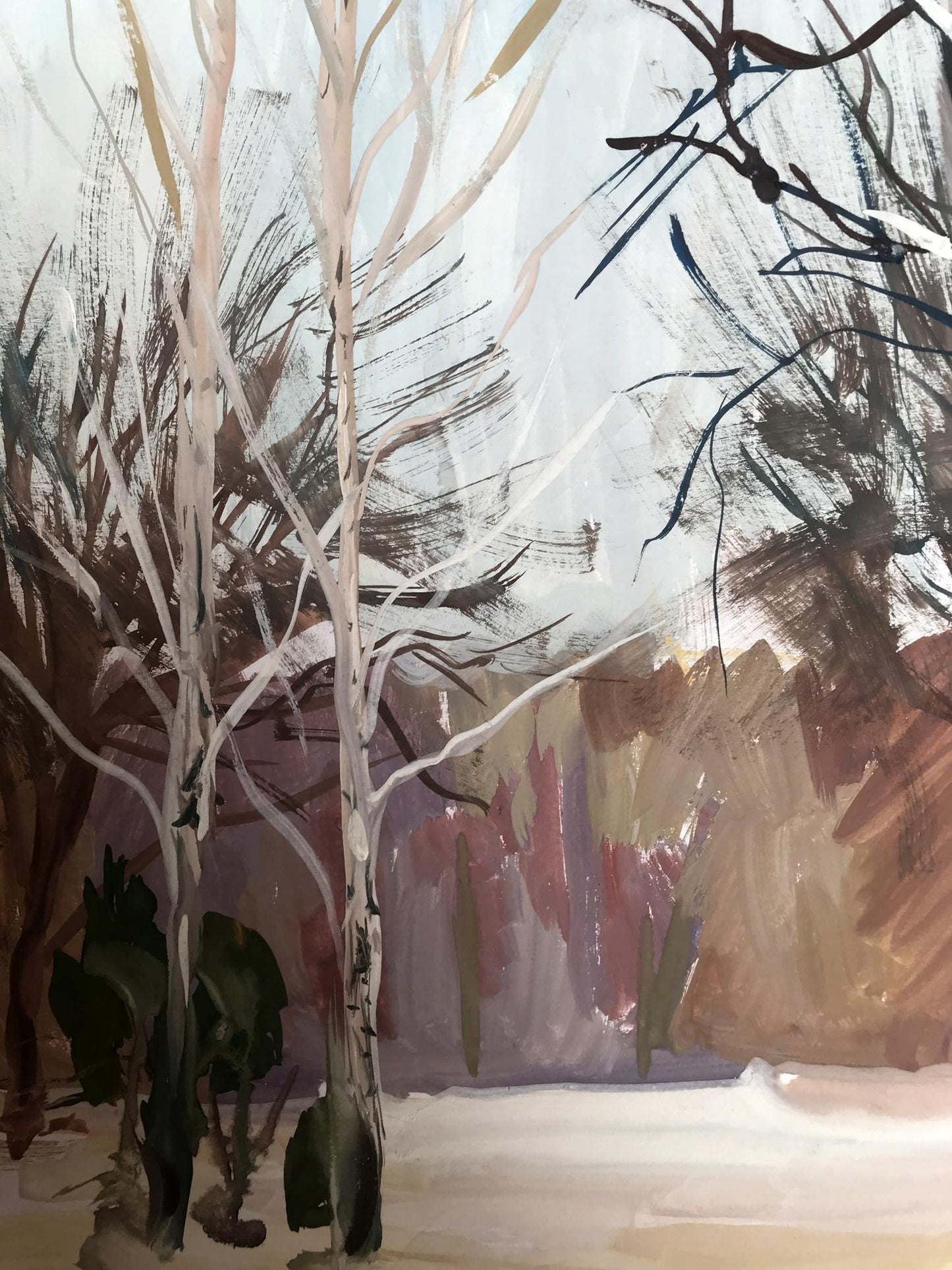 Gouache painting Winter Forest Unknown artist