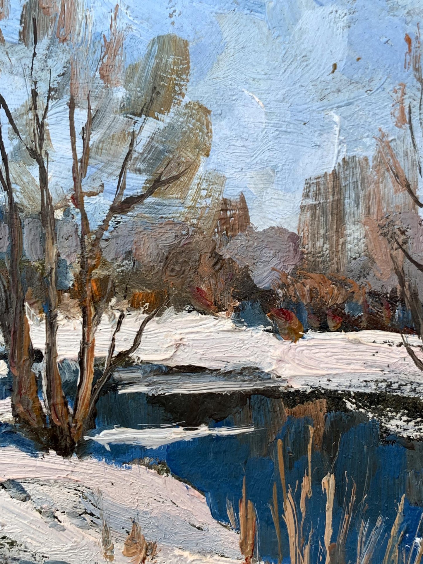 Oil painting Bright winter meadow Leonid Maistrenko