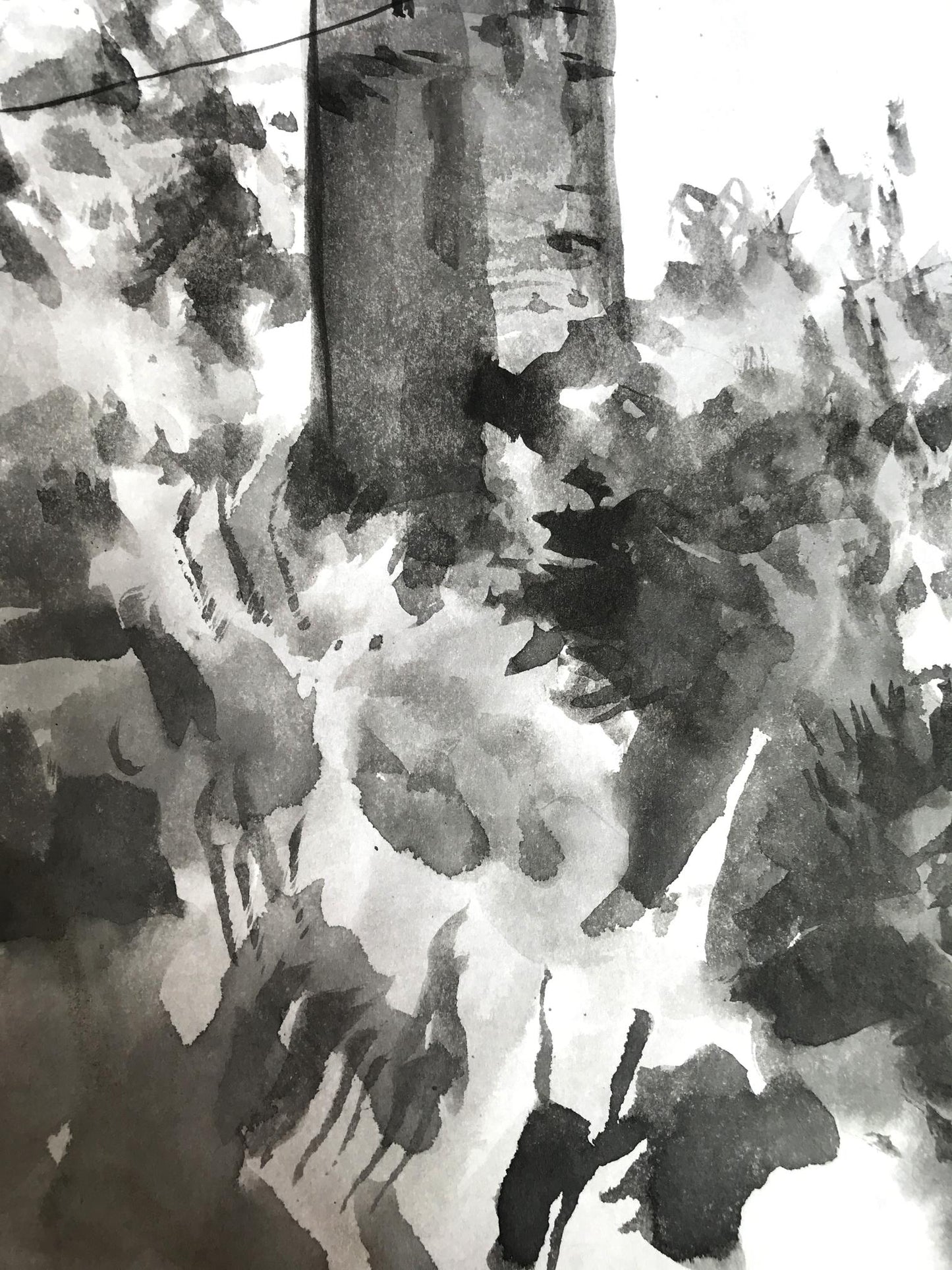 Watercolor painting View of the water tower Smalchuk