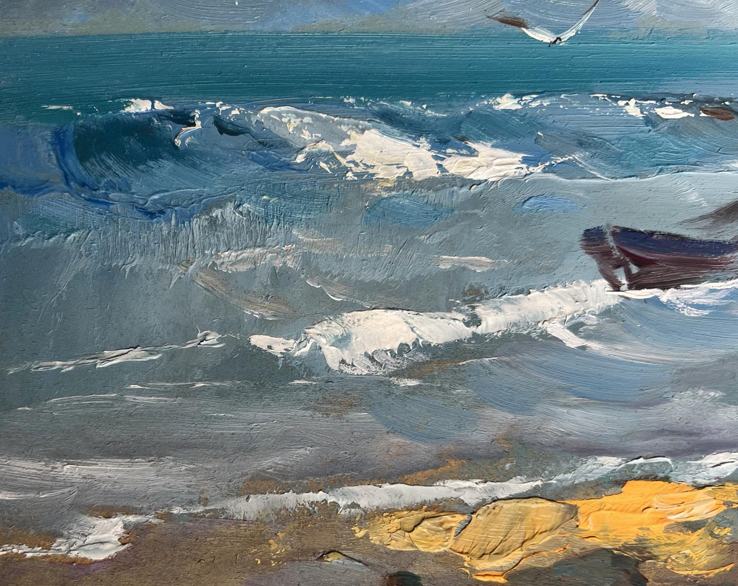 OIl painting Seagulls on the seashore Yuriy Suprunchuk