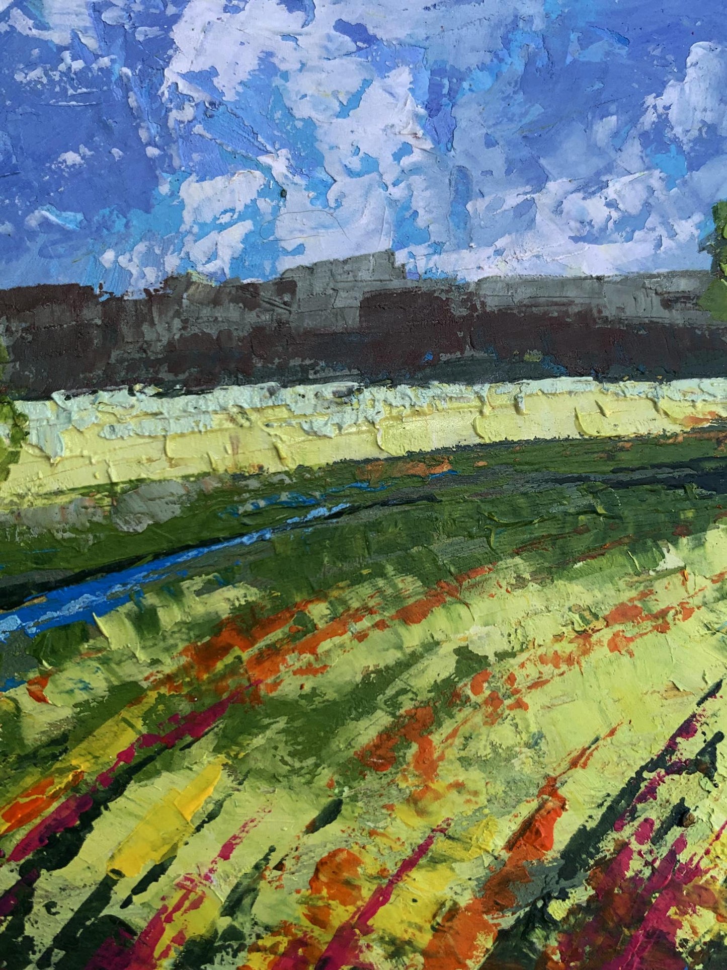 Oil painting Green fields under clear skies V. Zadorozhnya