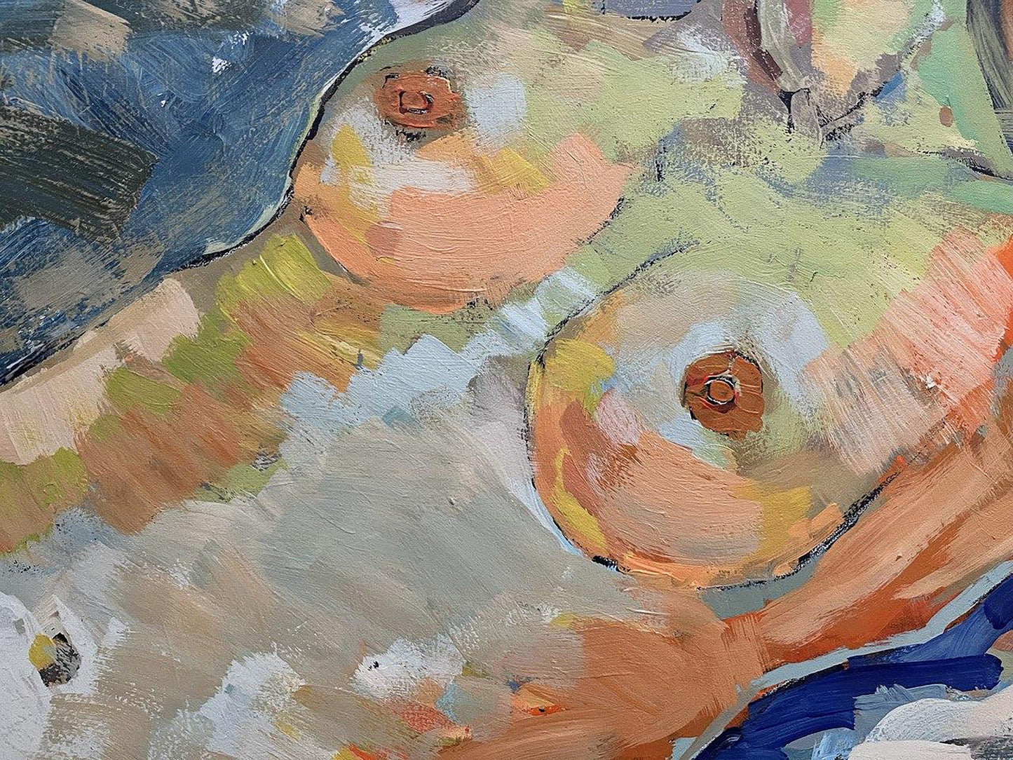 Acrylic painting expressionism nude Woman portrait Serhiy Kovalev
