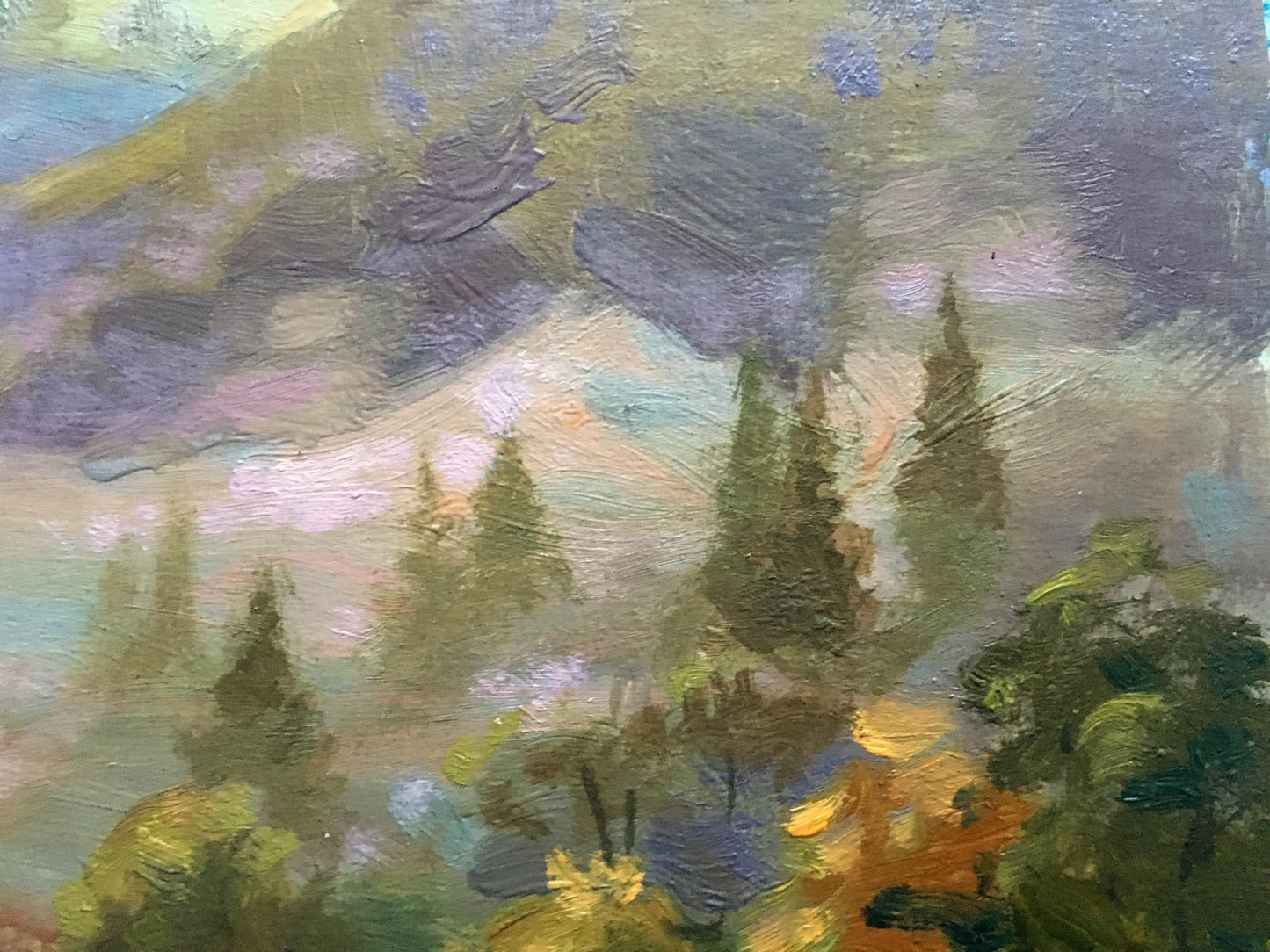 Oil painting Fog in the mountains Batrakov Vladimir Grigorievich