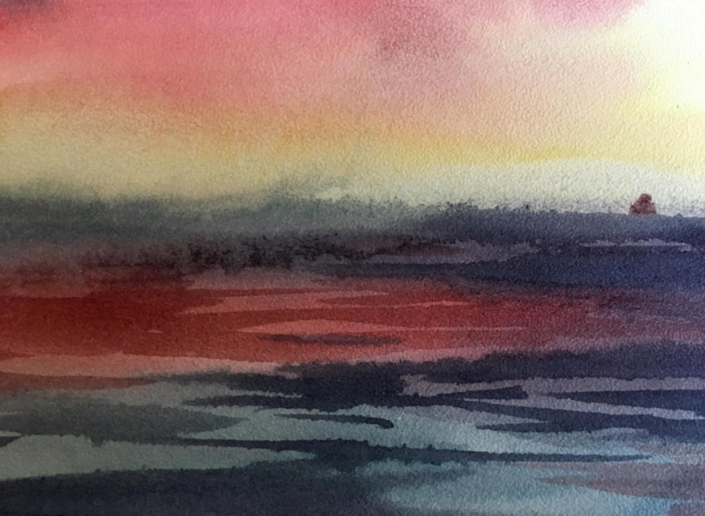 Watercolor painting Sunset in the Black Sea Svetlana Gramm