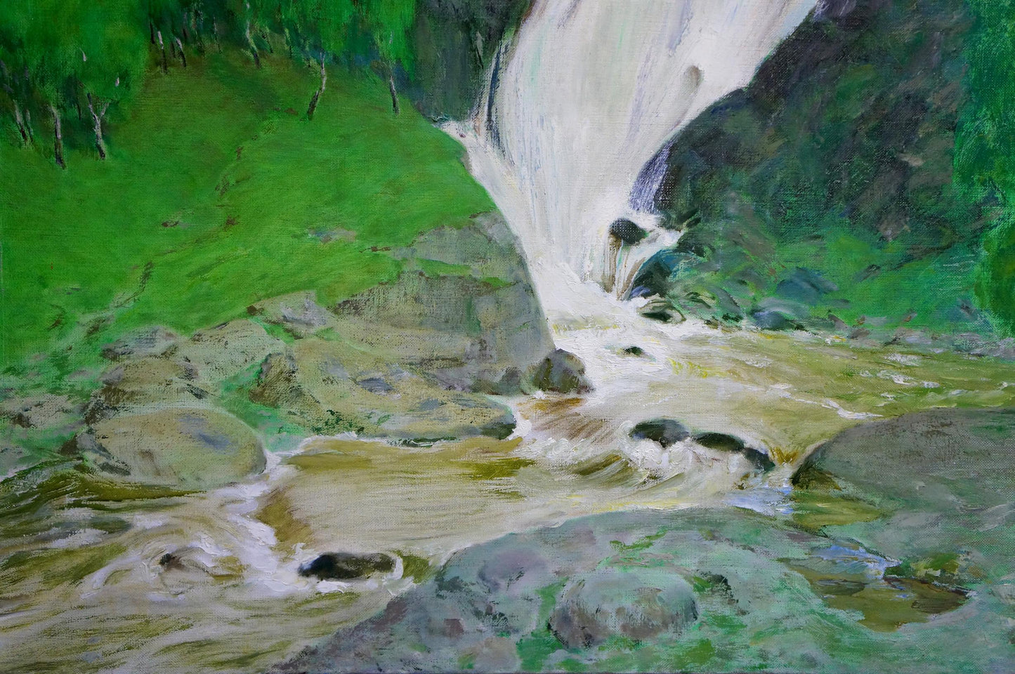 Oil painting Waterfall landscape Likholet Alexei Kirillovich