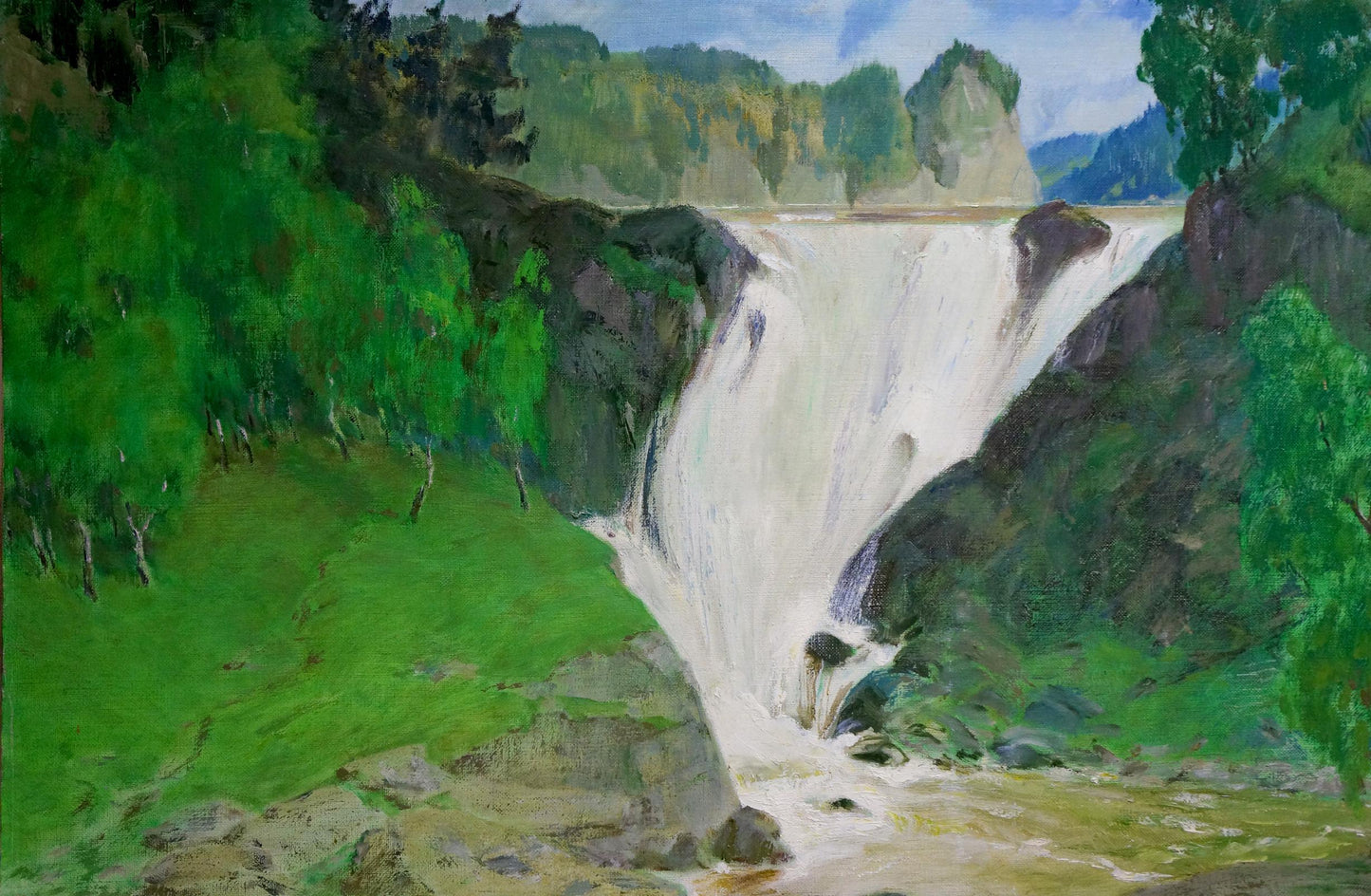 Oil painting Waterfall landscape Likholet Alexei Kirillovich