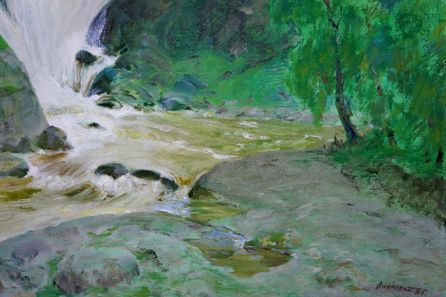 Oil painting Waterfall landscape Likholet Alexei Kirillovich