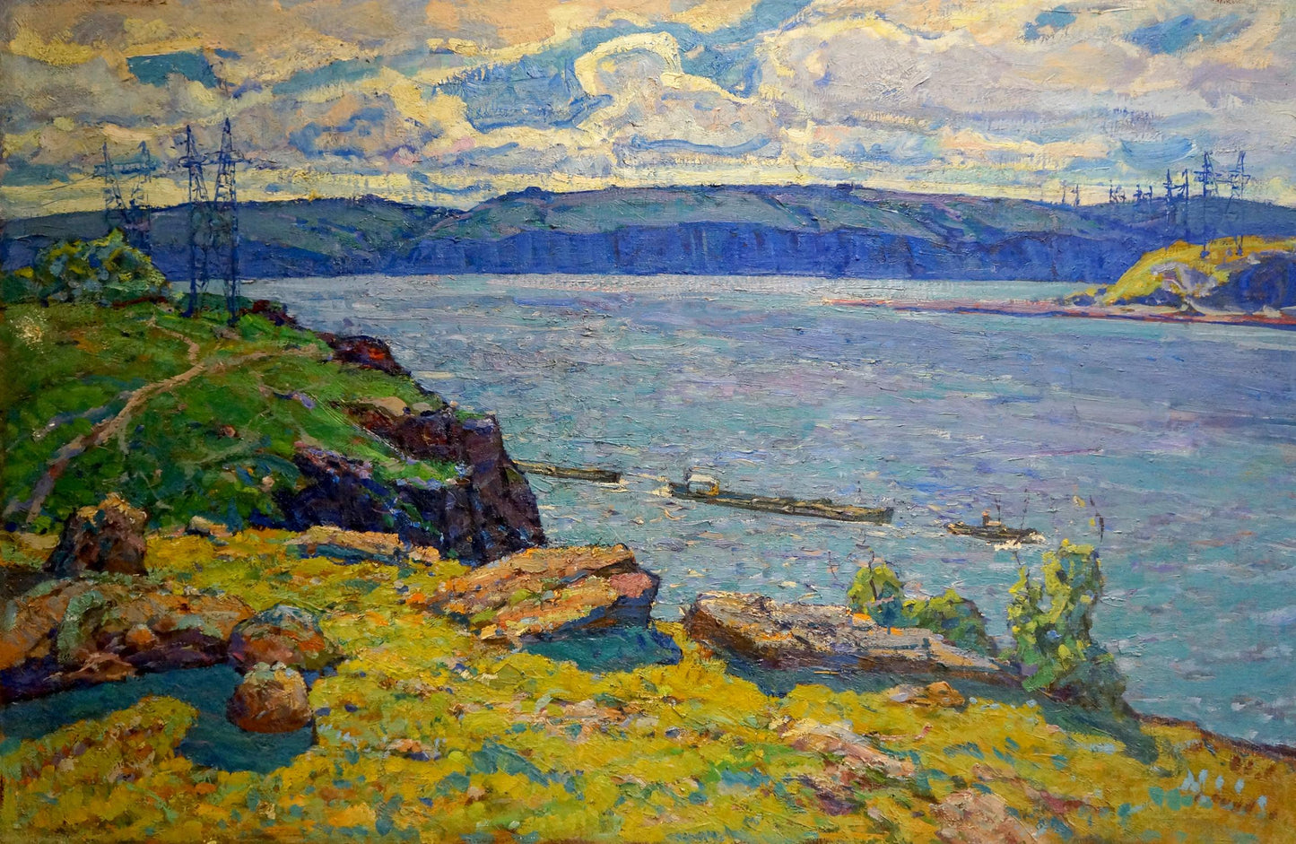 Oil painting River landscape Anatoly Fomin