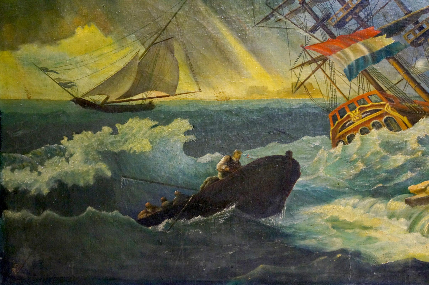 Oil painting Ship in the storm