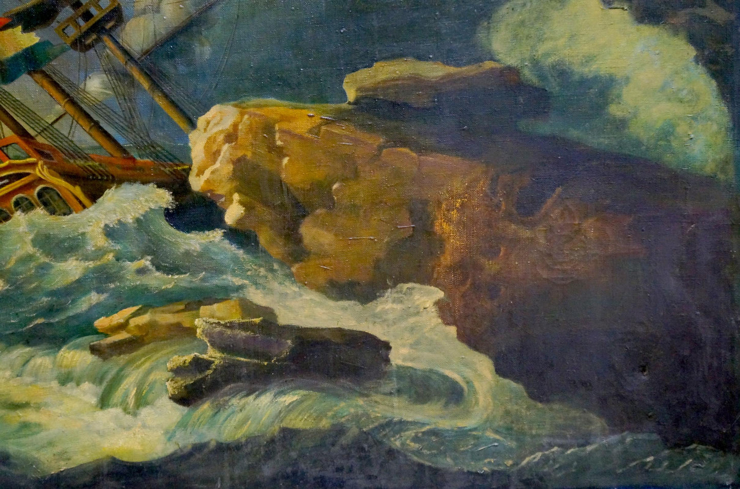 Oil painting Ship in the storm