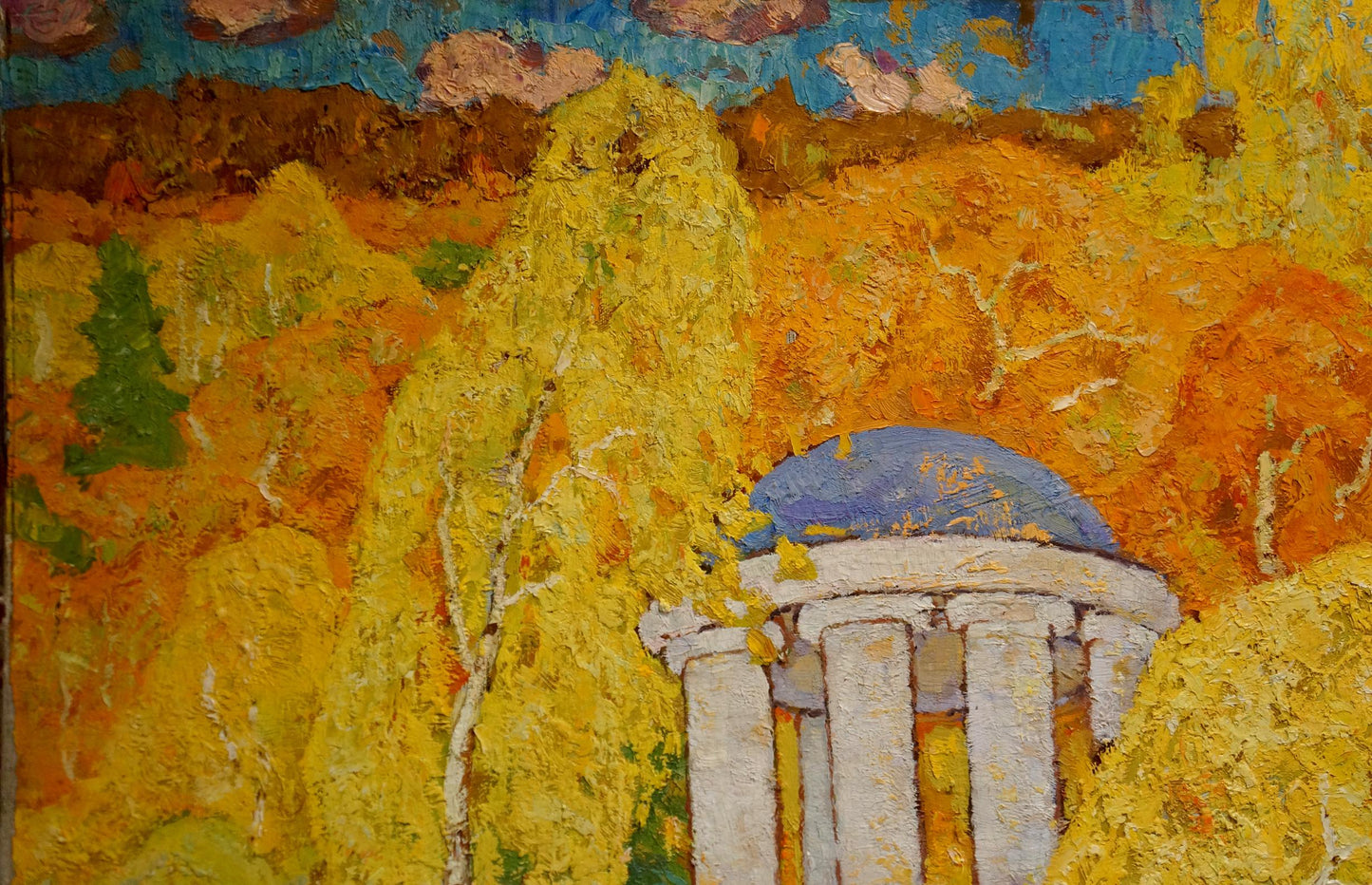 Oil painting depicting an "Autumn Landscape" by Evgeny Vasilievich Chuykov