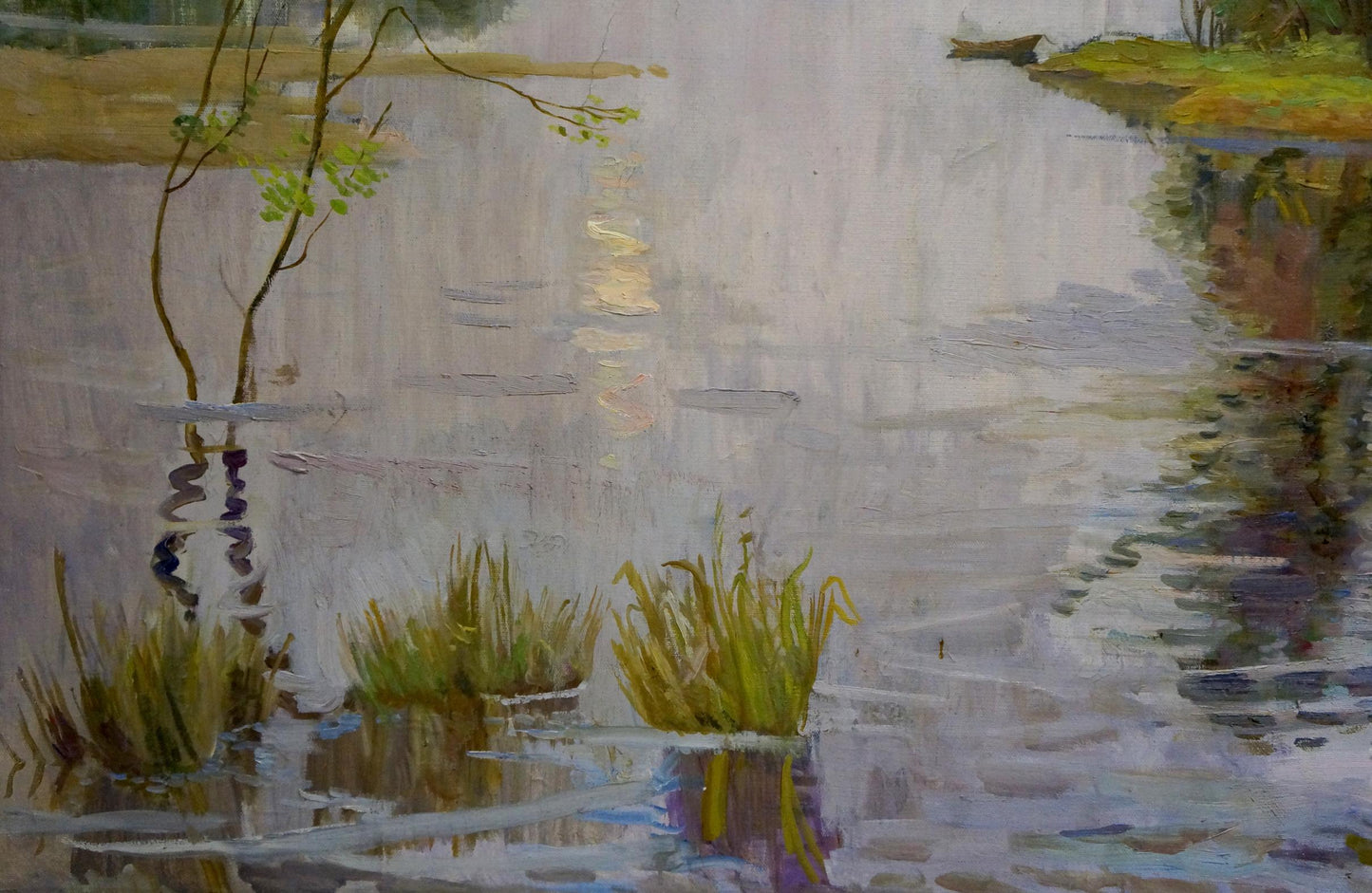 Oil painting River landscape Lelchuk Marina Grigoryevna