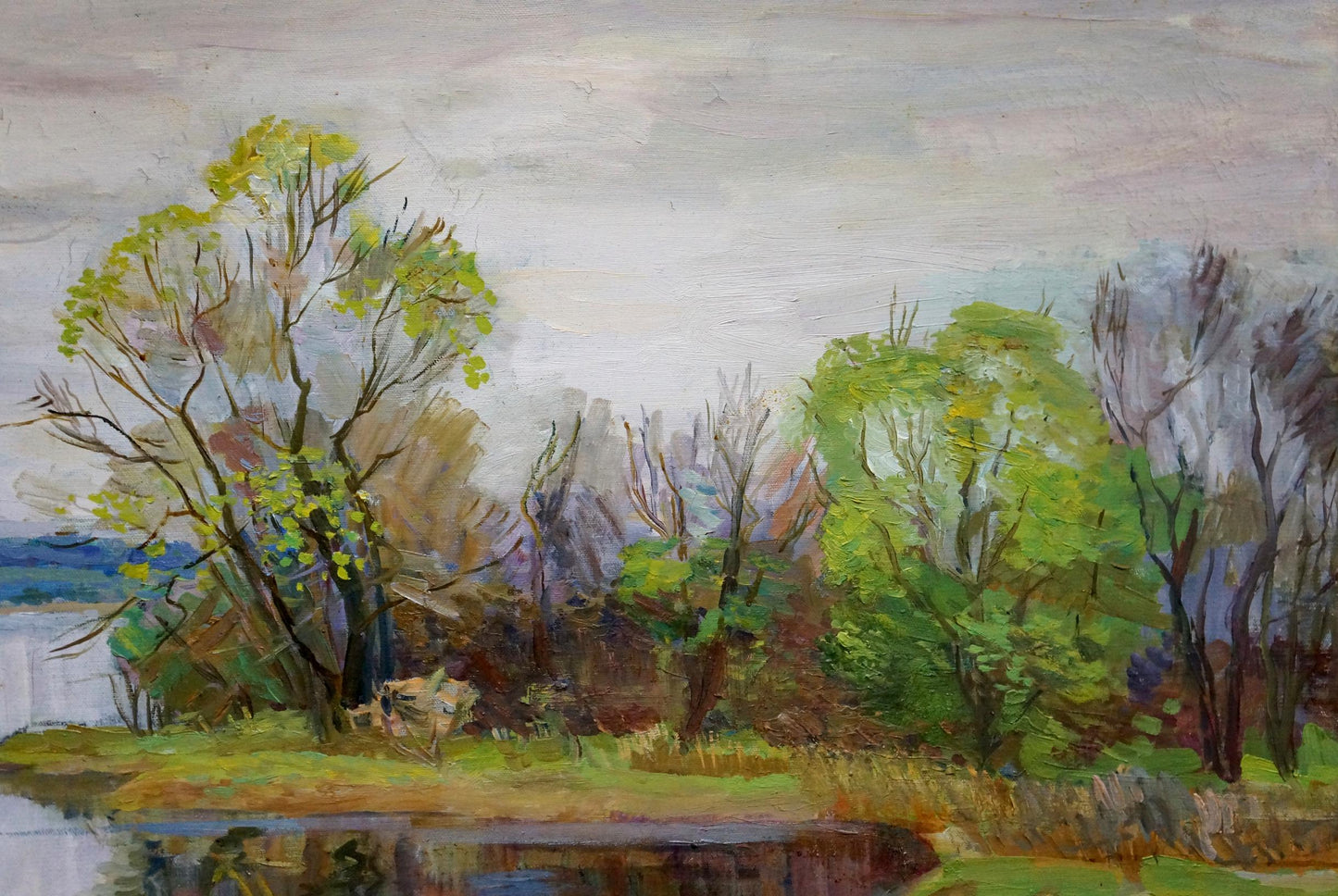 Oil painting River landscape Lelchuk Marina Grigoryevna
