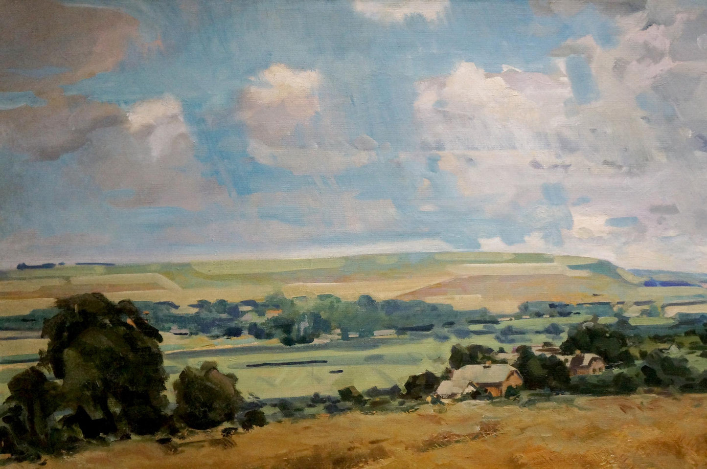 Oil painting Landscape with wheat field Unknown artist