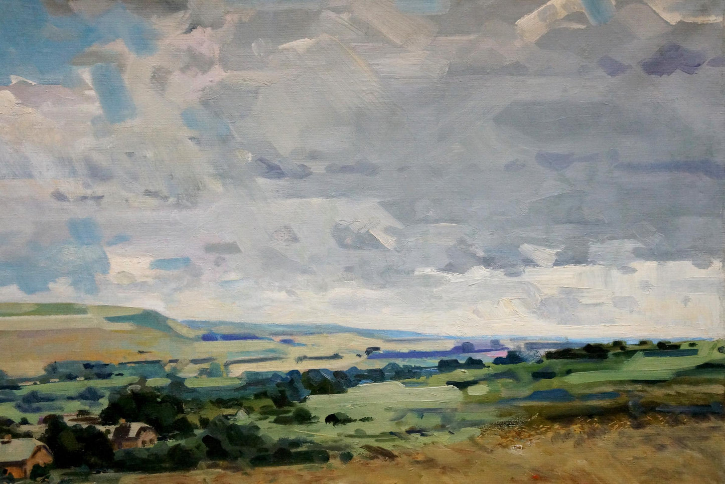 Oil painting Landscape with wheat field Unknown artist