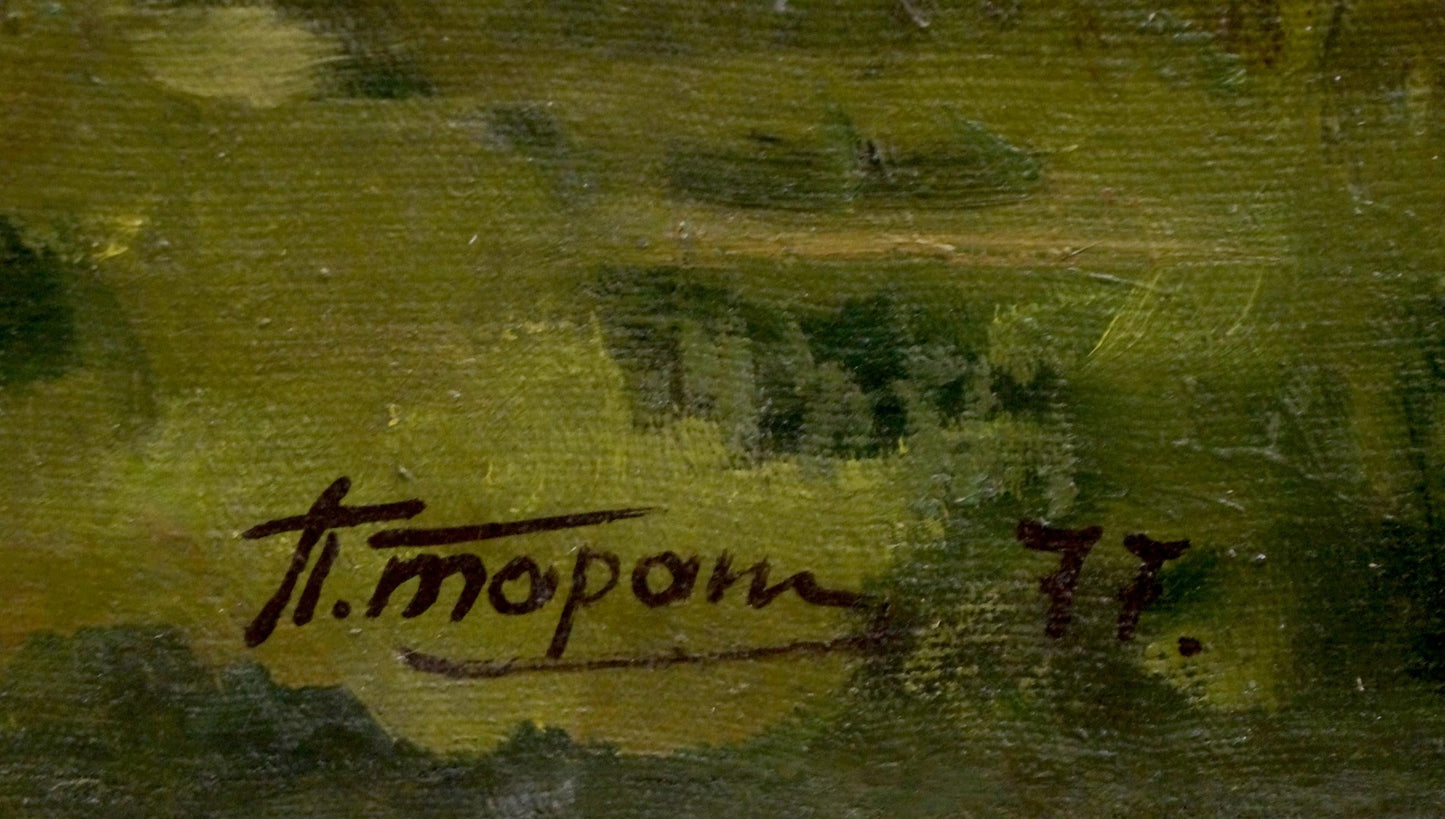 Oil painting Landscape with wheat field Unknown artist