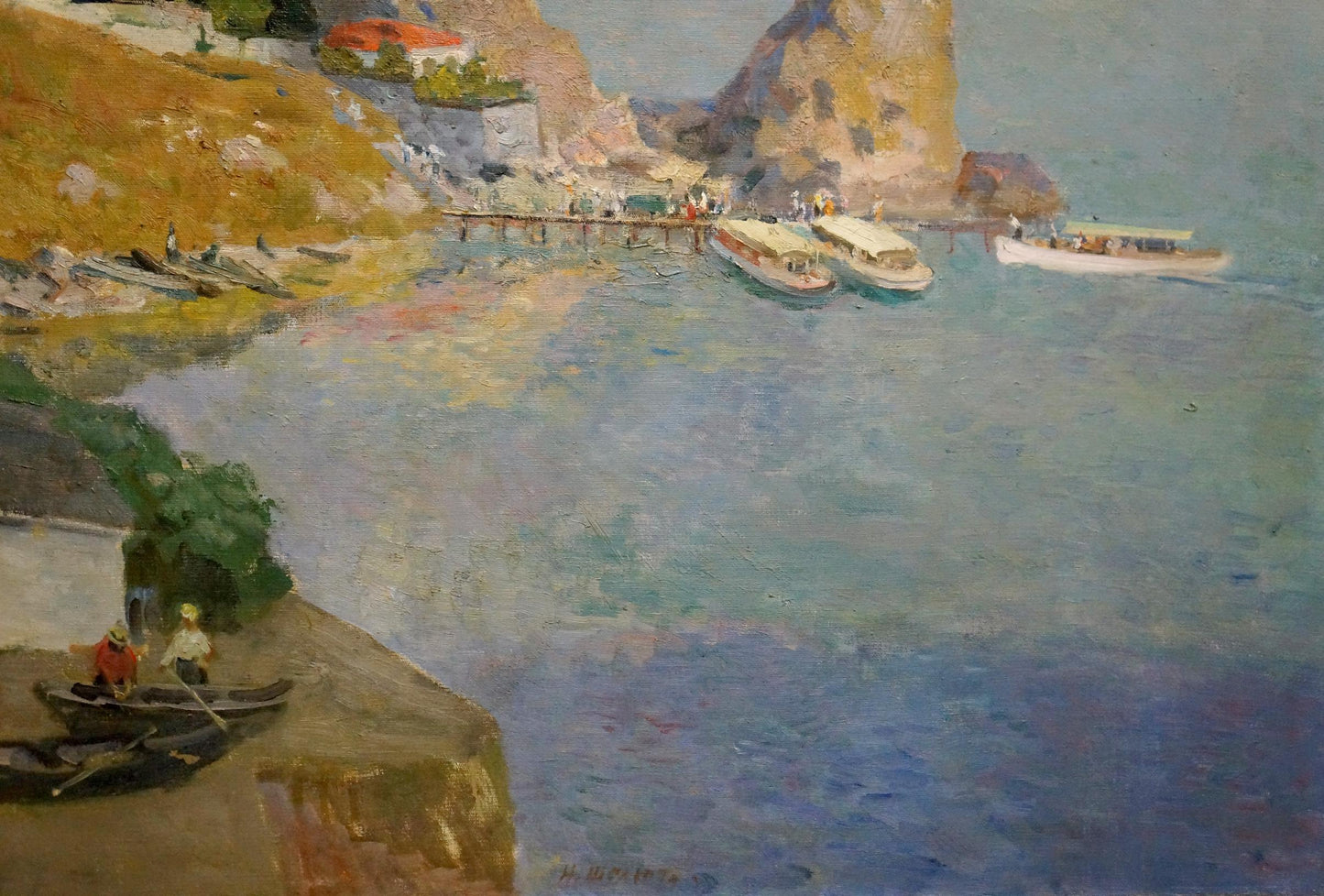 City by the Sea, a captivating oil painting by N. A. Shelyuto