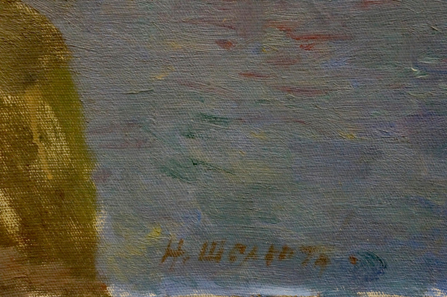 N. A. Shelyuto presents his oil painting, City by the Sea