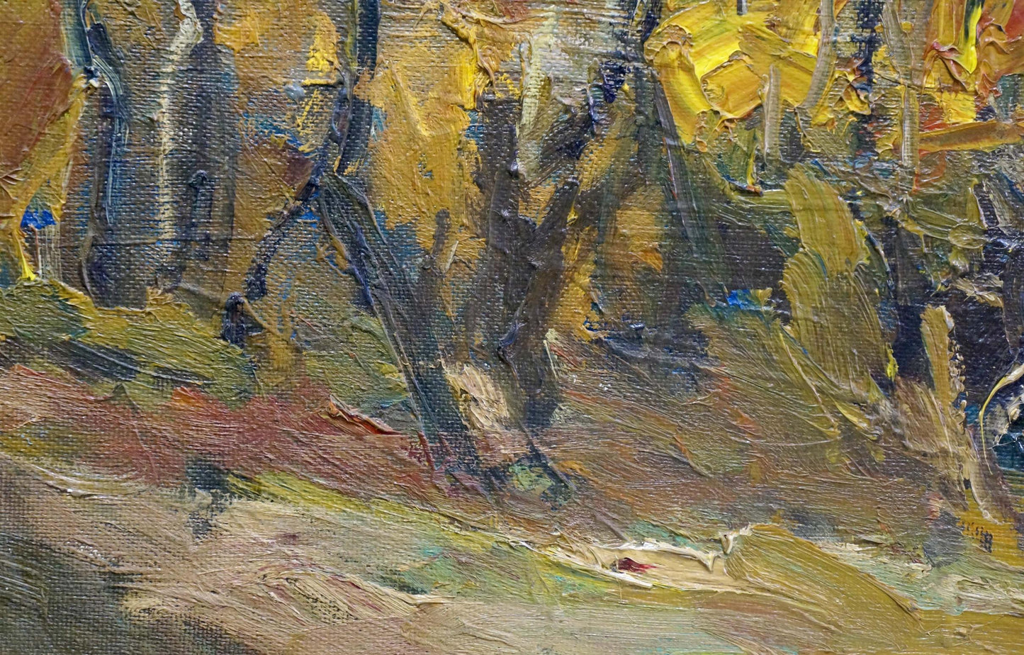 Oil painting Autumn deciduous forest Unknown artist