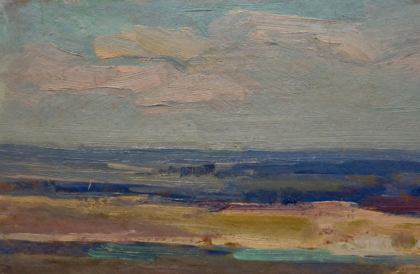 Oil painting River spill in a field Nikolay Buryachok