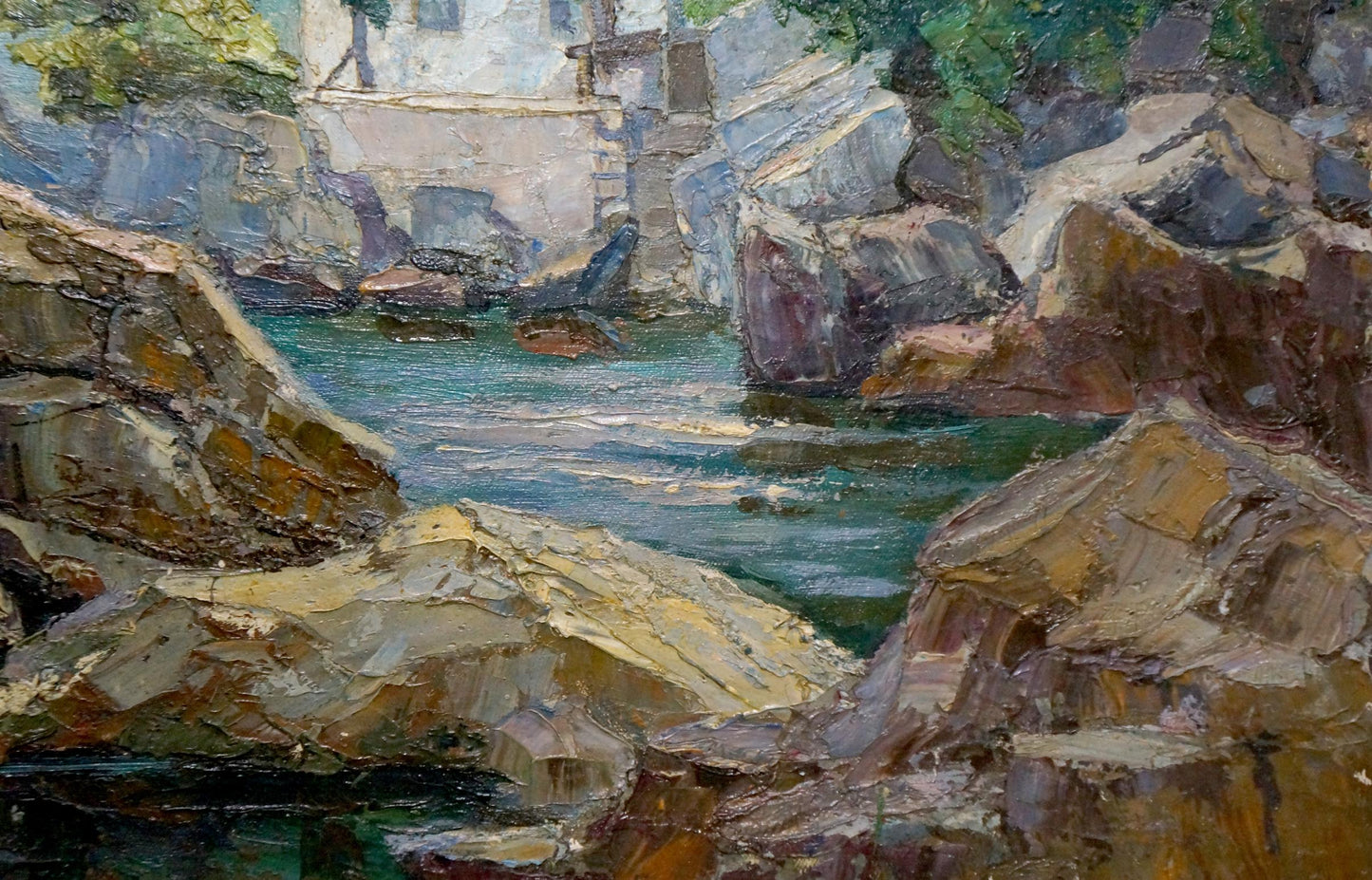 Oil painting House by the shore Unknown artist