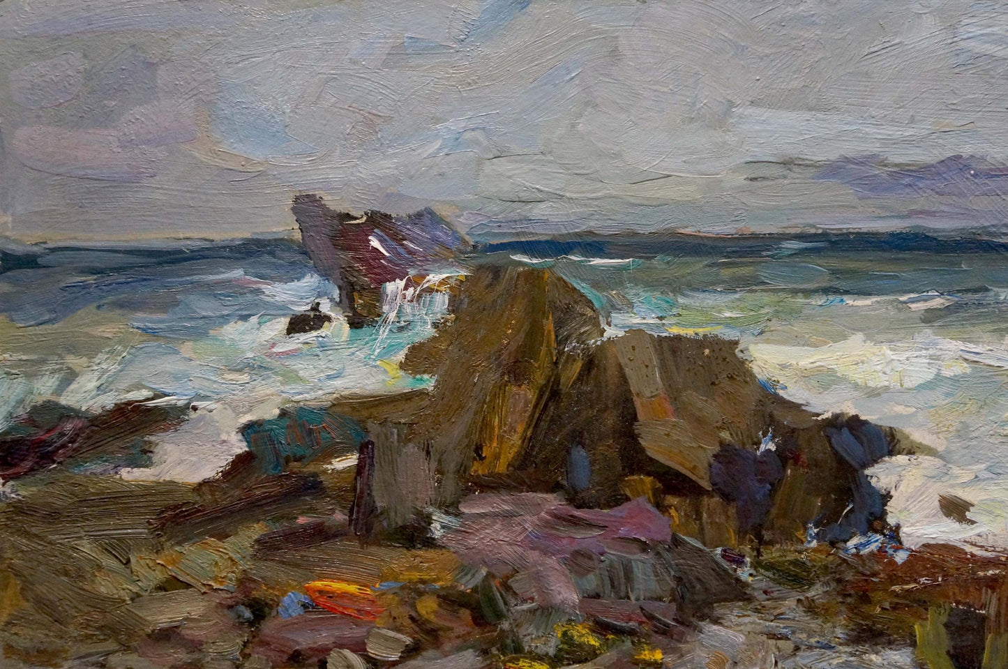Oil painting On the shore of a calm sea Fedor Zakharov