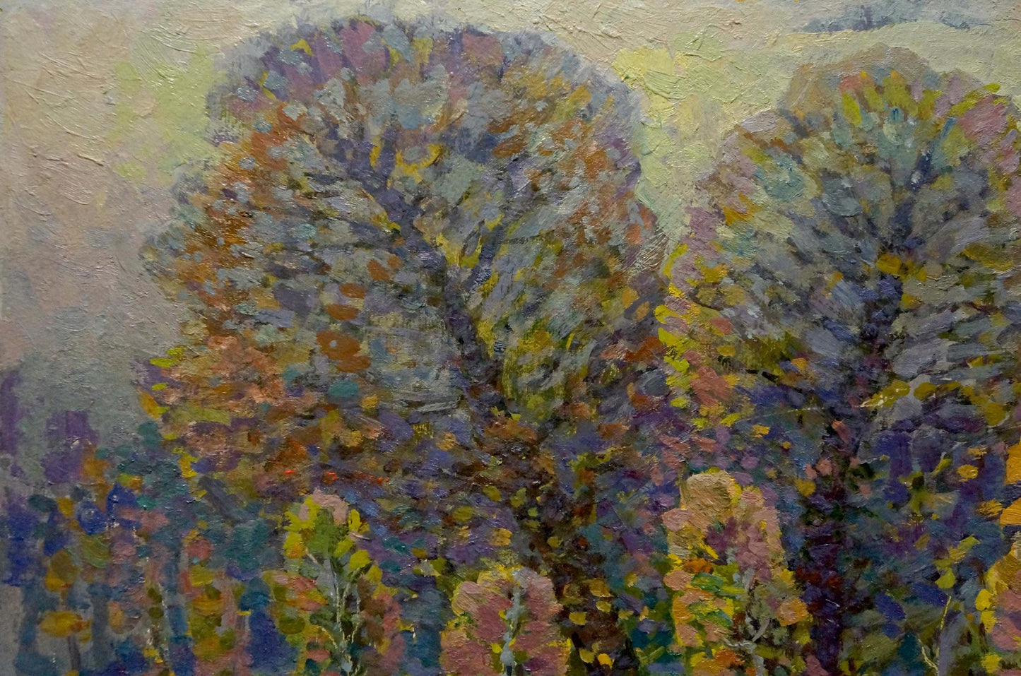 Oil painting Fog in the autumn forest Ruban Grigory Savelievich