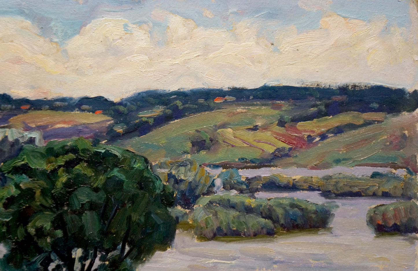 Oil painting Mesmerizing landscape with a river Anatoly Fomin