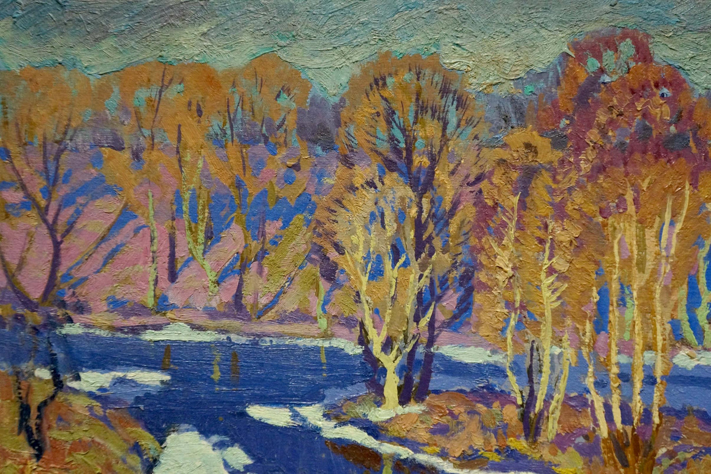 Oil painting Frozen river Anatoly Fomin