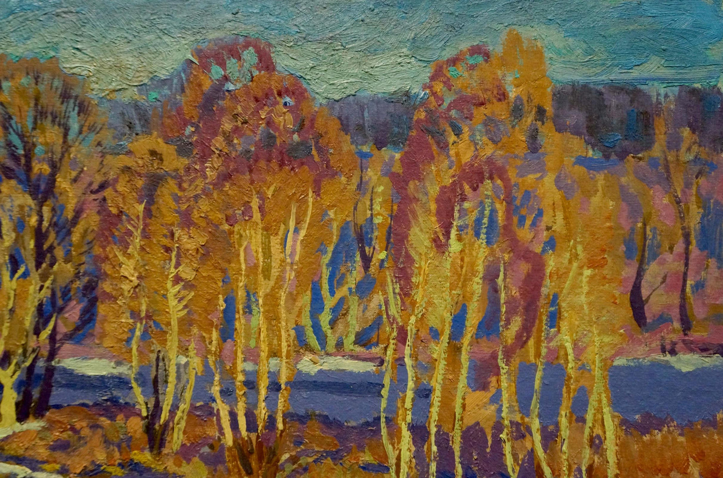 Oil painting Frozen river Anatoly Fomin