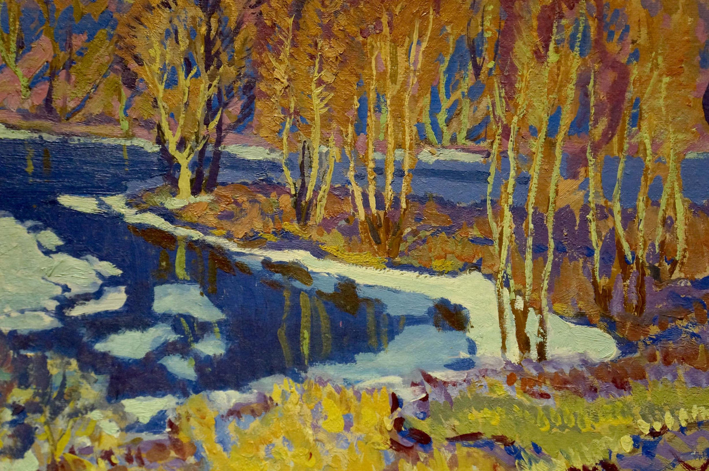 Oil painting Frozen river Anatoly Fomin