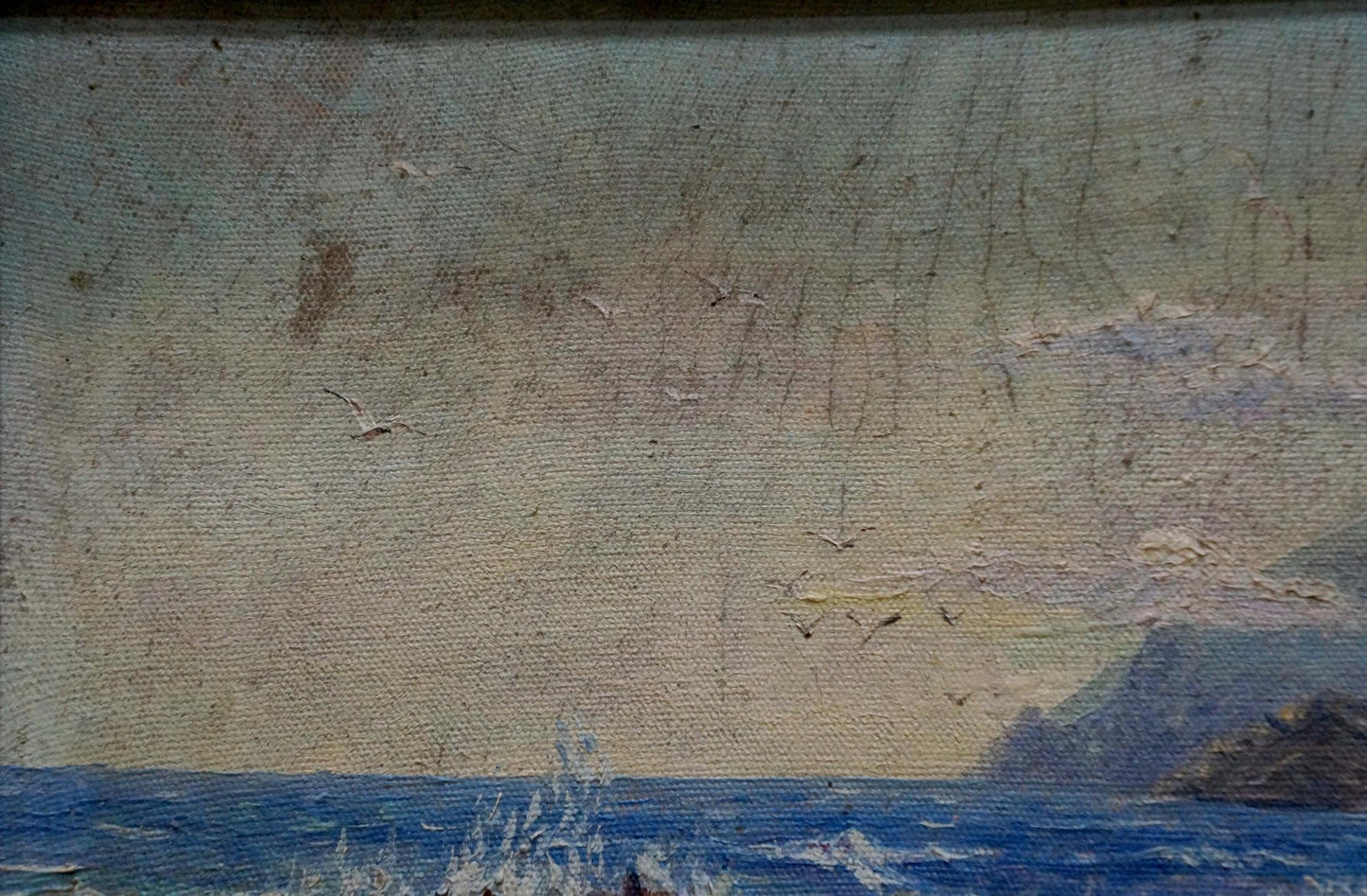 Oil painting Seascape and mountain shore Unknown artist