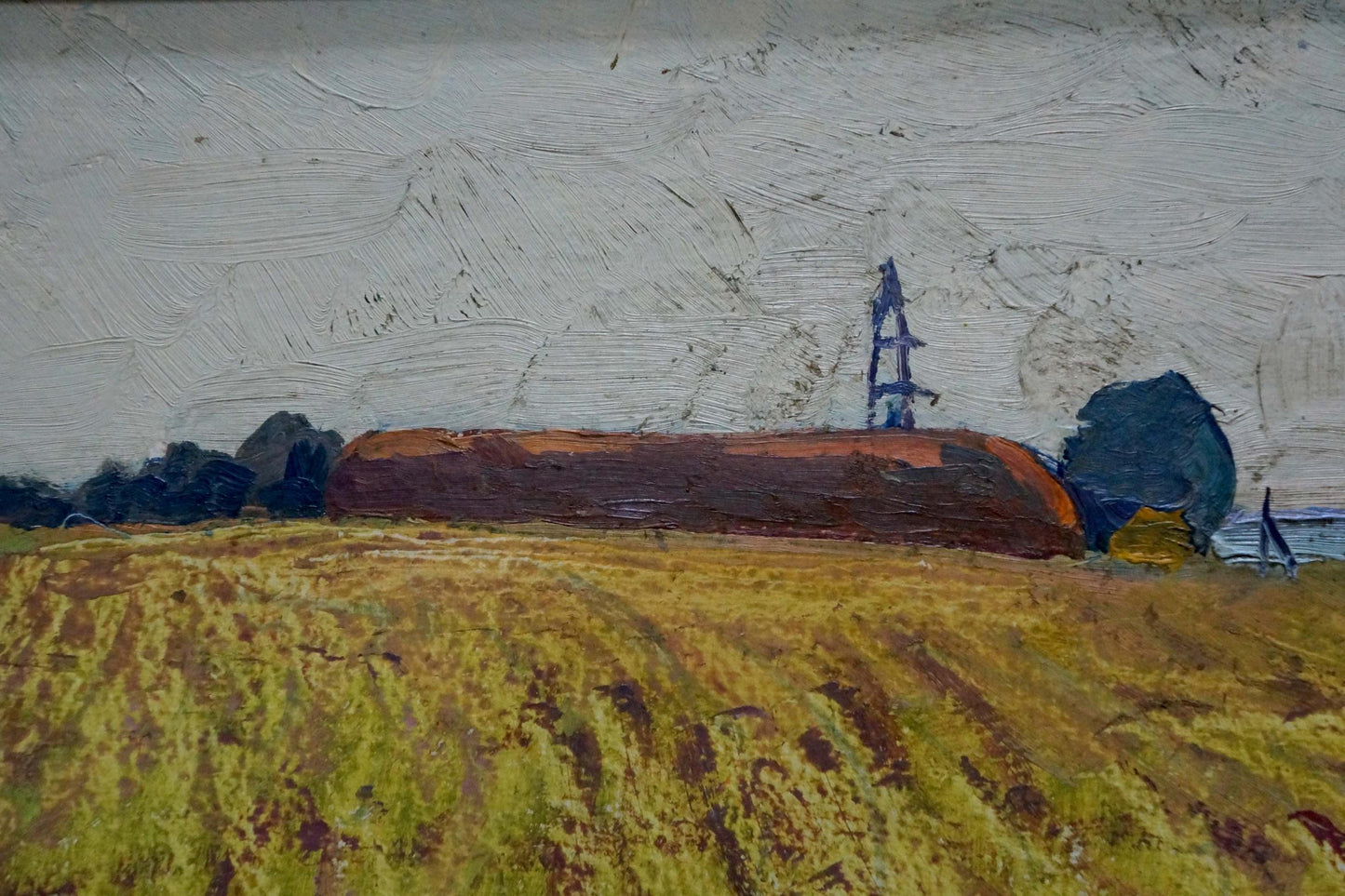 Oil painting Farmer's field Unknown artist