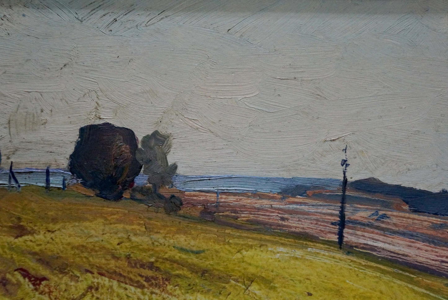 Oil painting Farmer's field Unknown artist