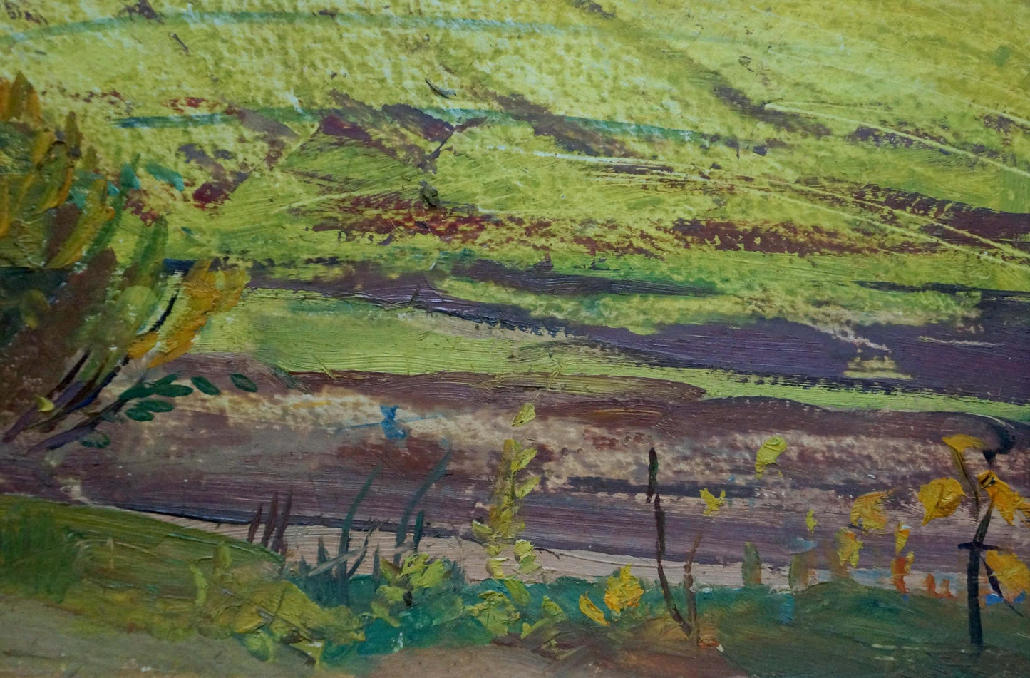 Oil painting Farmer's field Unknown artist
