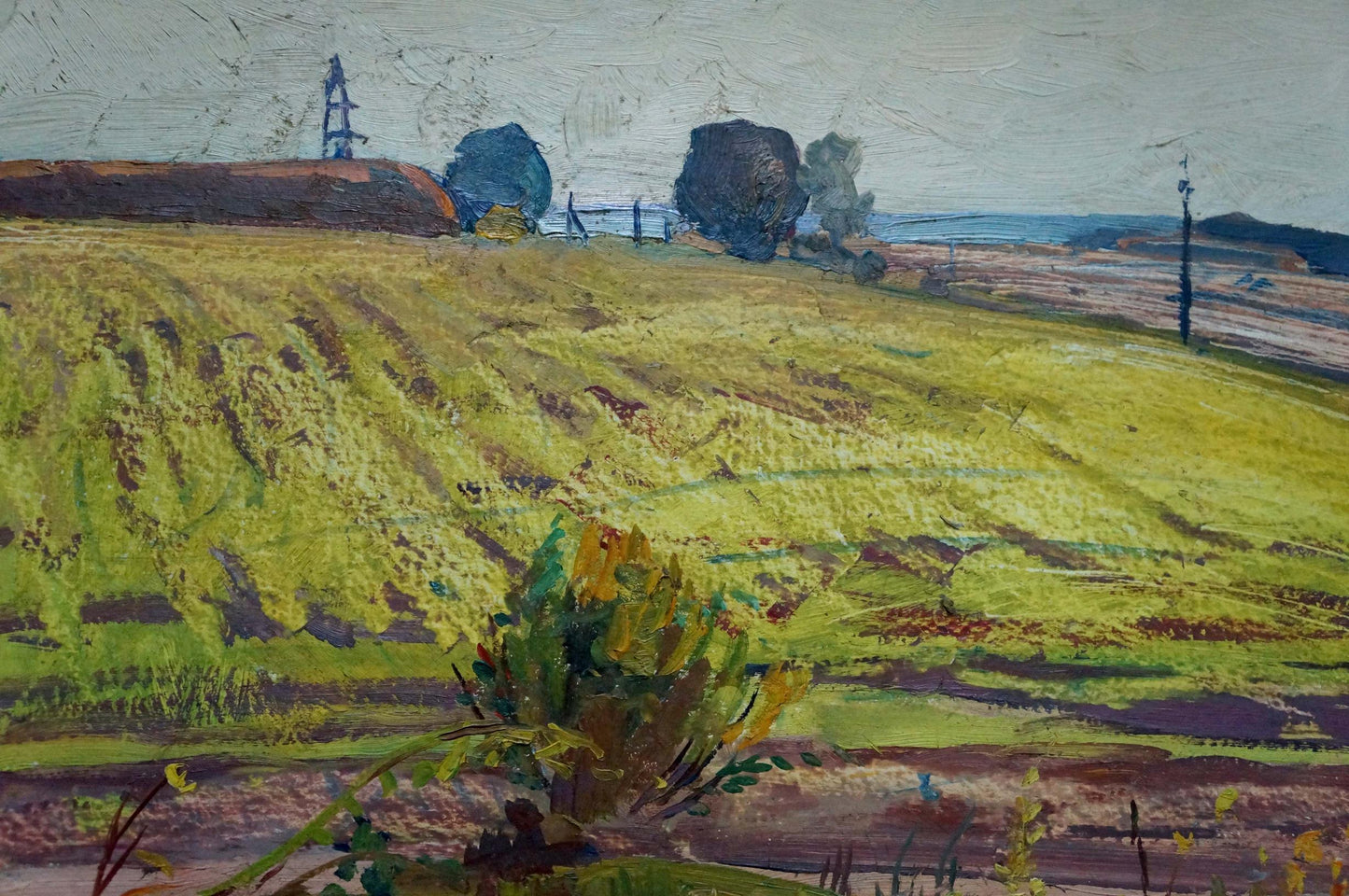 Oil painting Farmer's field Unknown artist