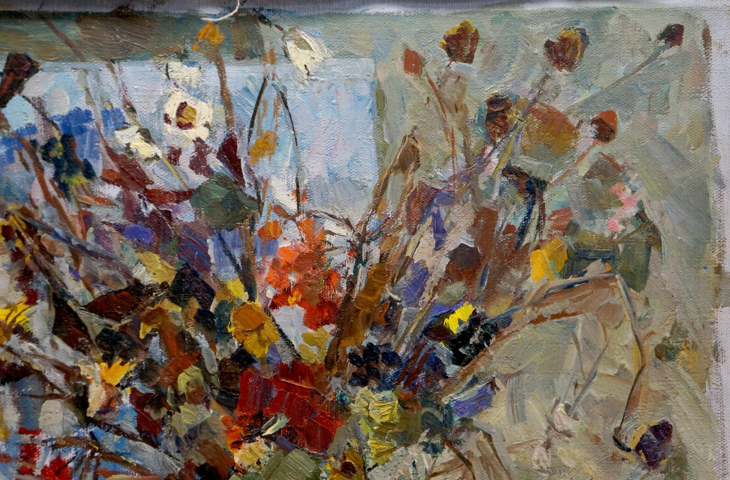 Oil painting Flowers and lemon Vera Dovgalevskaya