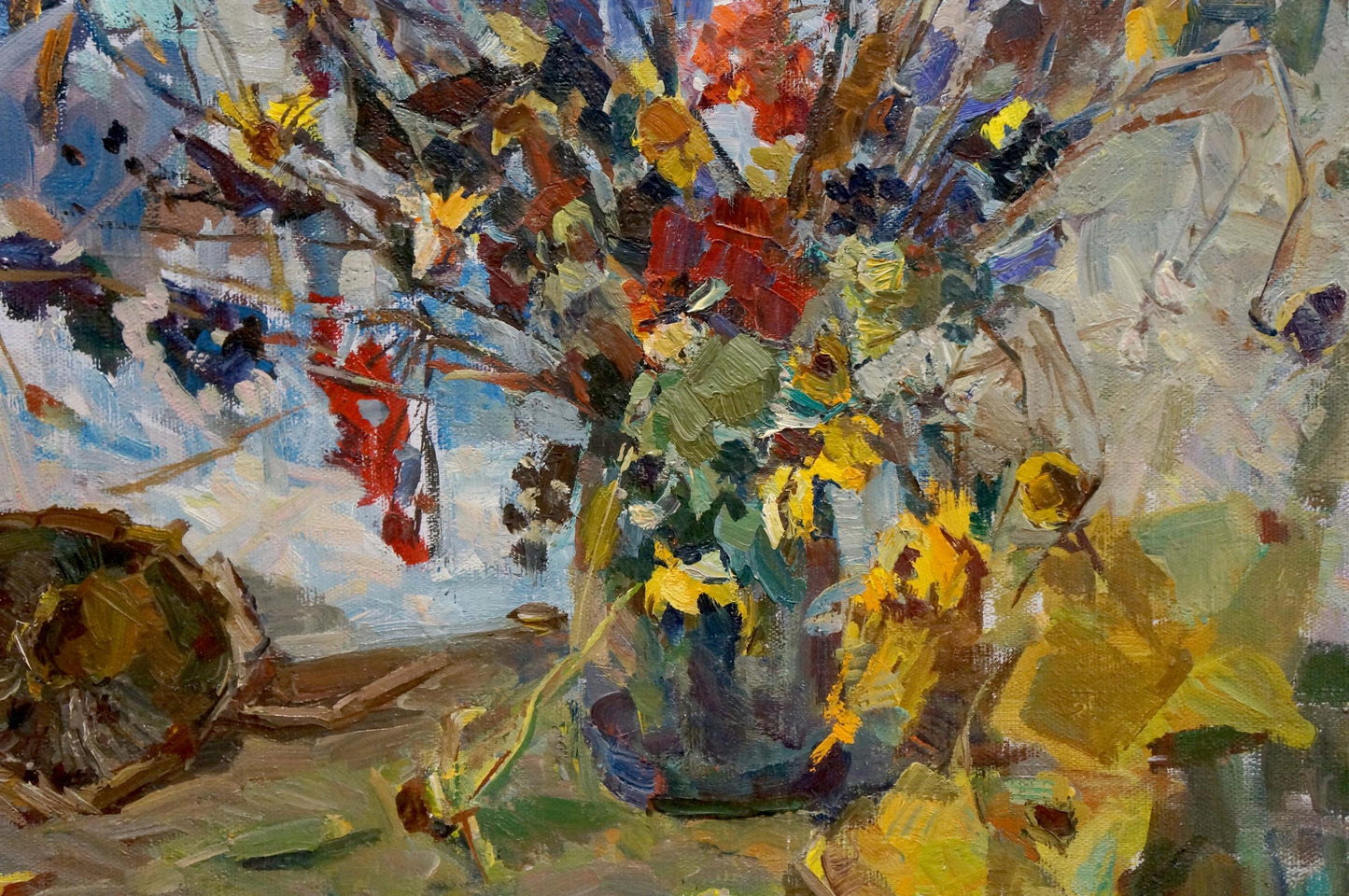 Oil painting Flowers and lemon Vera Dovgalevskaya