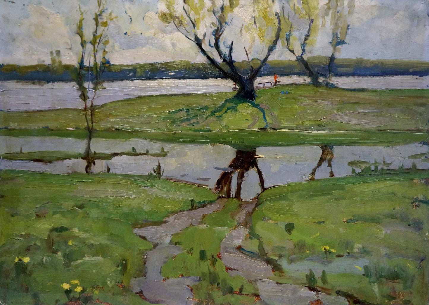 Oil painting Spring on the Dnieper Petrov Georgy Petrovich