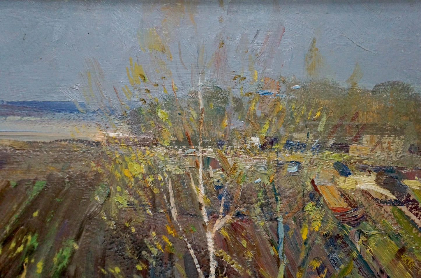 An oil artwork by Arkady Efimovich Strelov showcasing "Spring Earth"