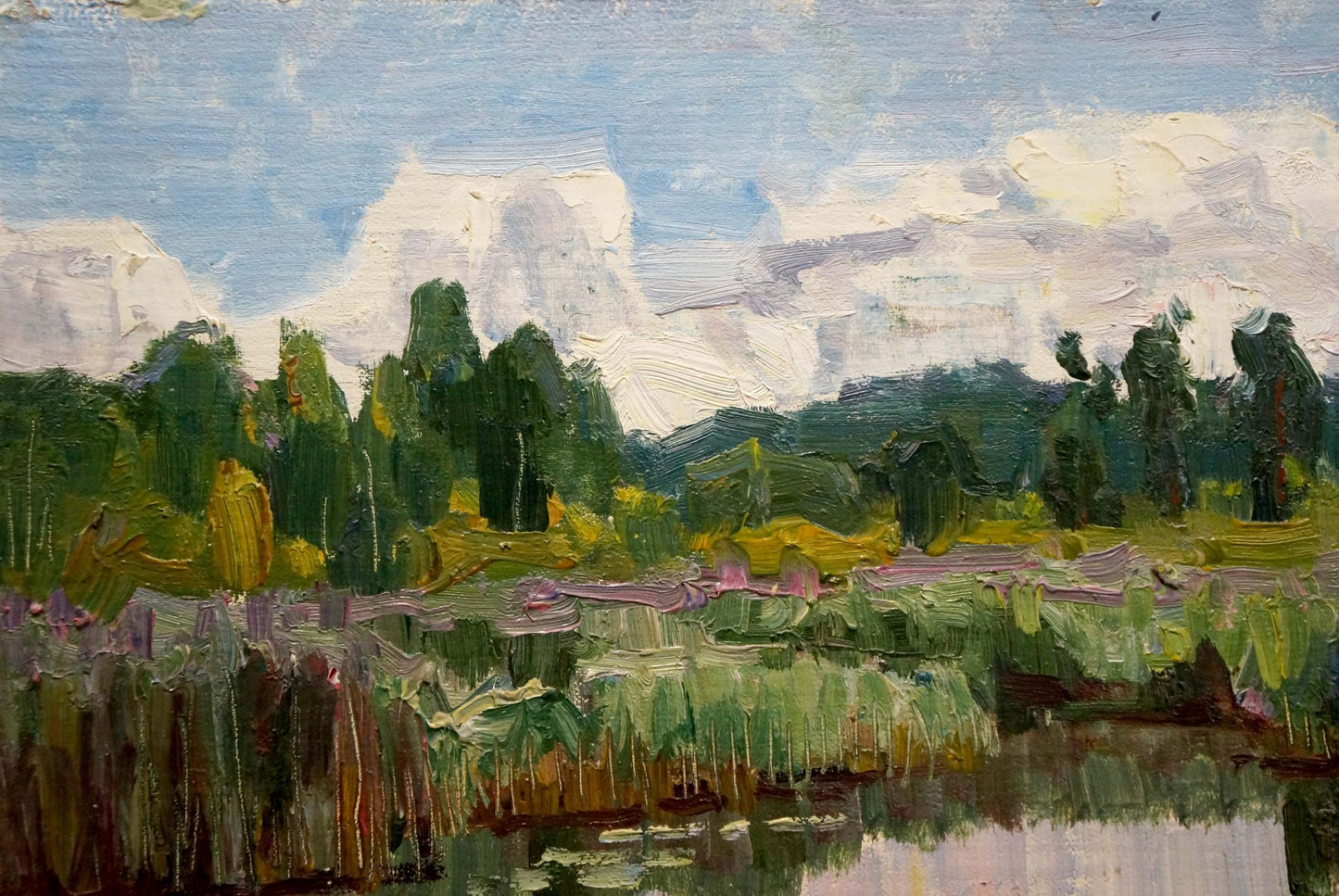 Oil painting Lake in the forest Sabadysh Petr Evlampievich