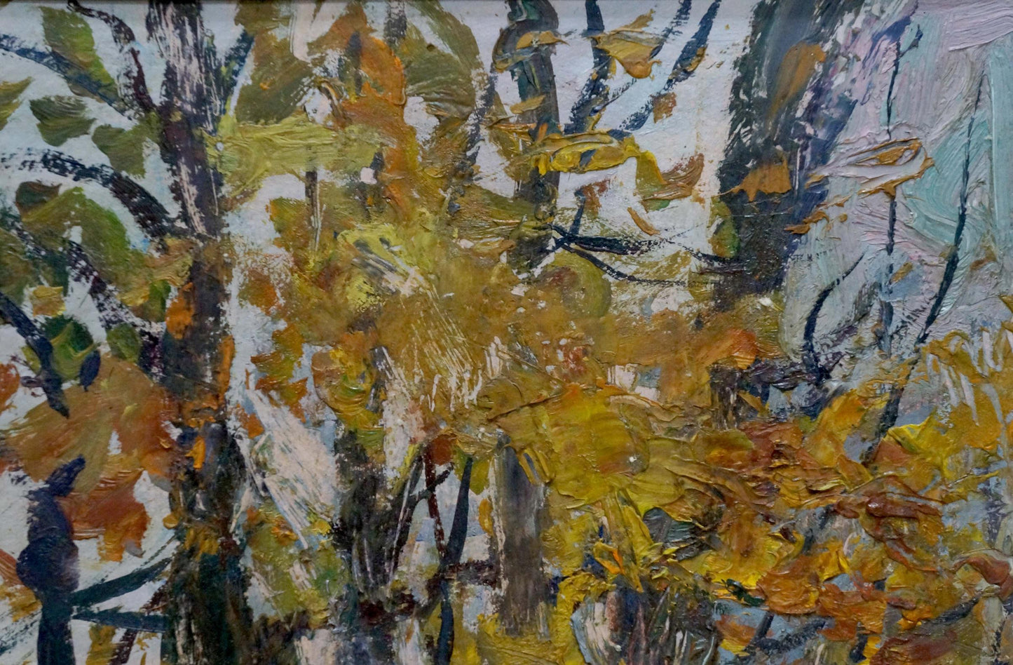 In Gantman Moses Faybovich's oil artwork, autumn landscapes unfold