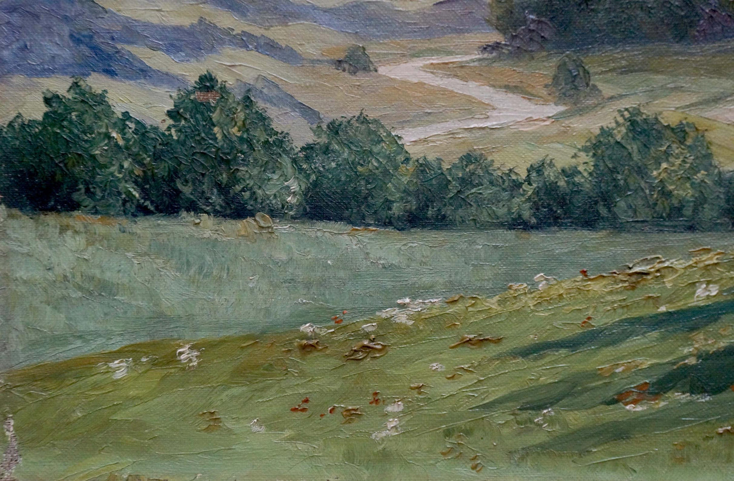 Oil painting Forest and long road Unknown artist