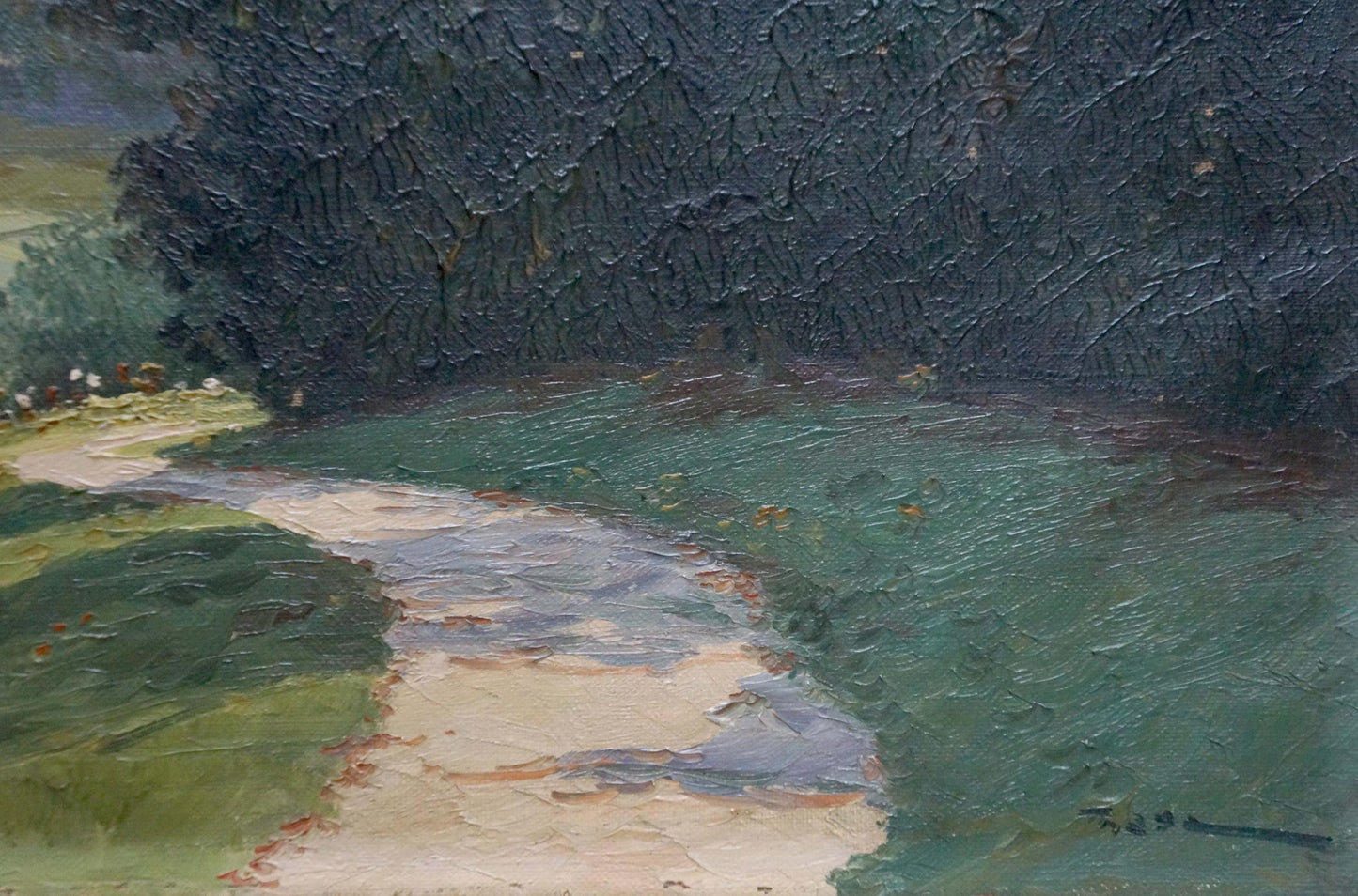 Oil painting Forest and long road Unknown artist