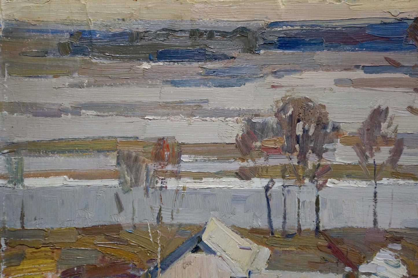Oil painting Village landscape Lomykin Konstantin Matveevich